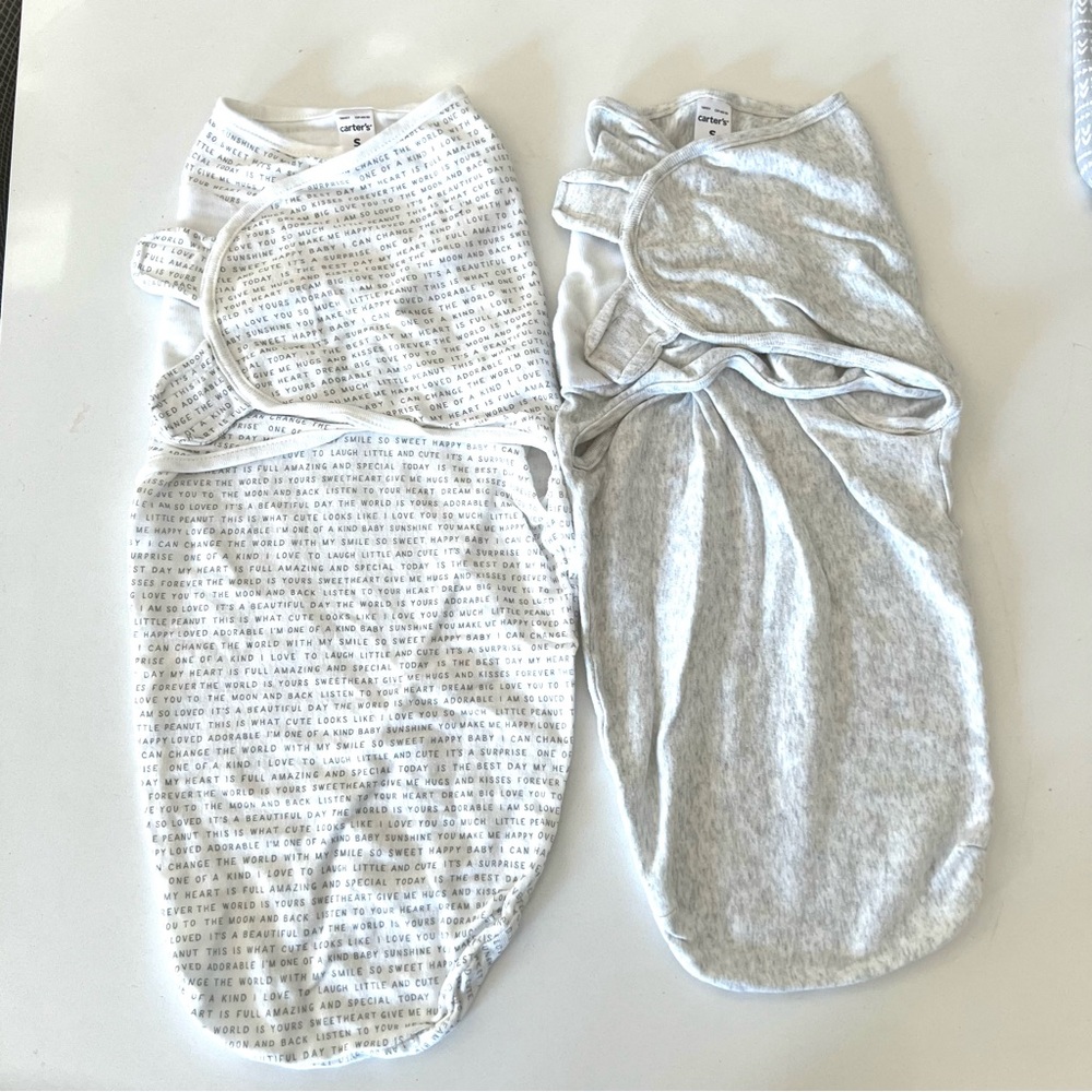 Carter's Gray and White Baby Swaddle Duo Size 0-3M
